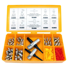 LockNLube straight fittings 1/8 NPT ready for fast maintenance on heavy equipment.