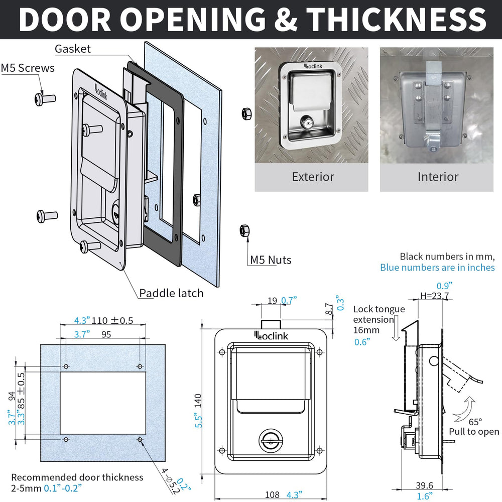Loclink stainless steel paddle latch shows durable construction for truck beds.