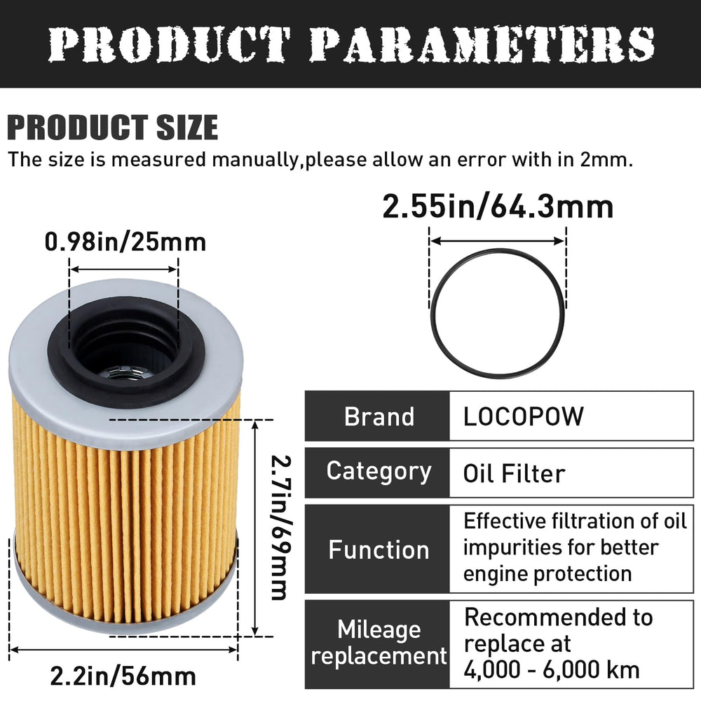 LOCOPOW oil filter for Can-Am Maverick X3 Turbo R supports protection during demanding rides.