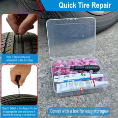 LOGOL puncture kit components laid out for easy roadside use.