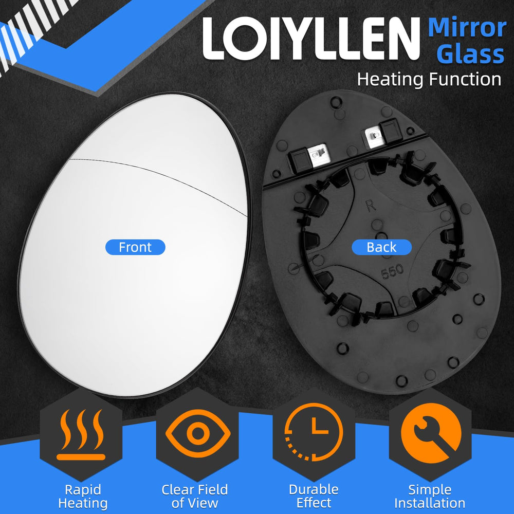 LOIYLLEN Mini Cooper right-side heated mirror glass clears frost for safer driving.