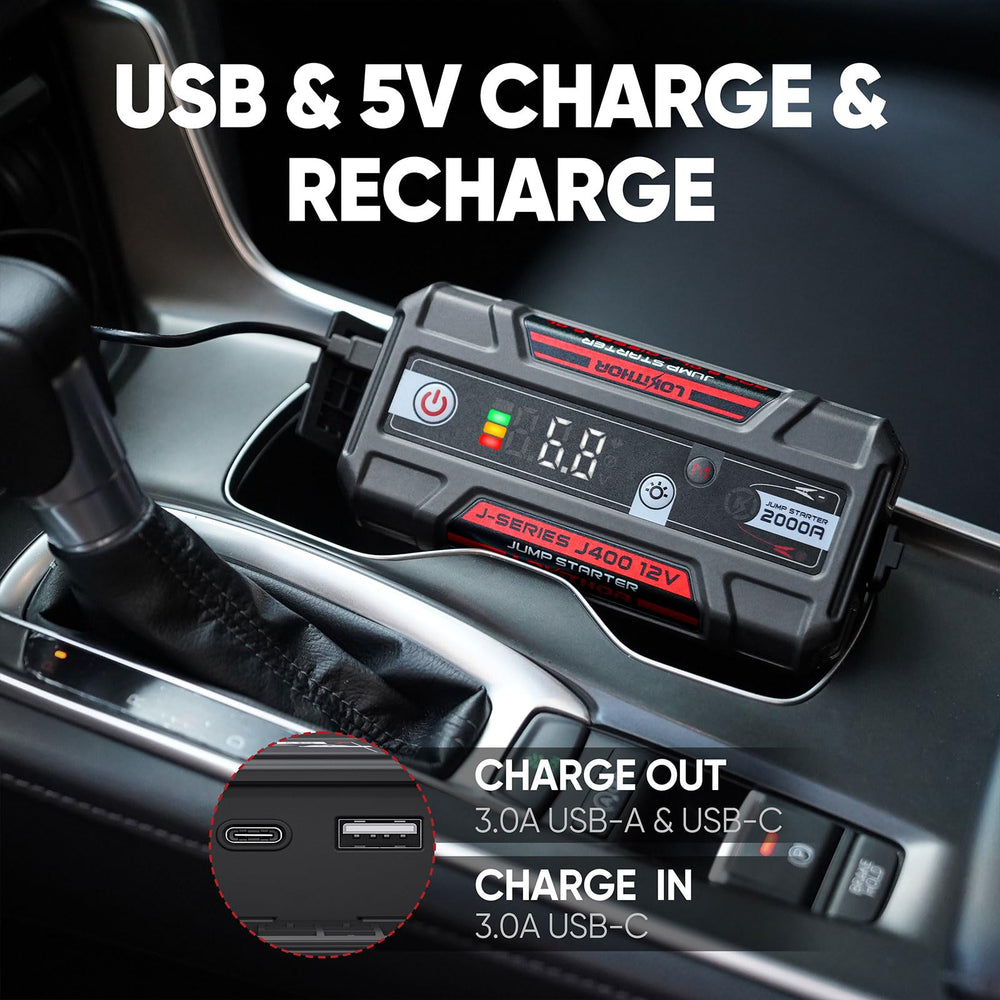 LOKITHOR J400 in-use demonstrates reliable jump starts for up to 8.0L gas engines