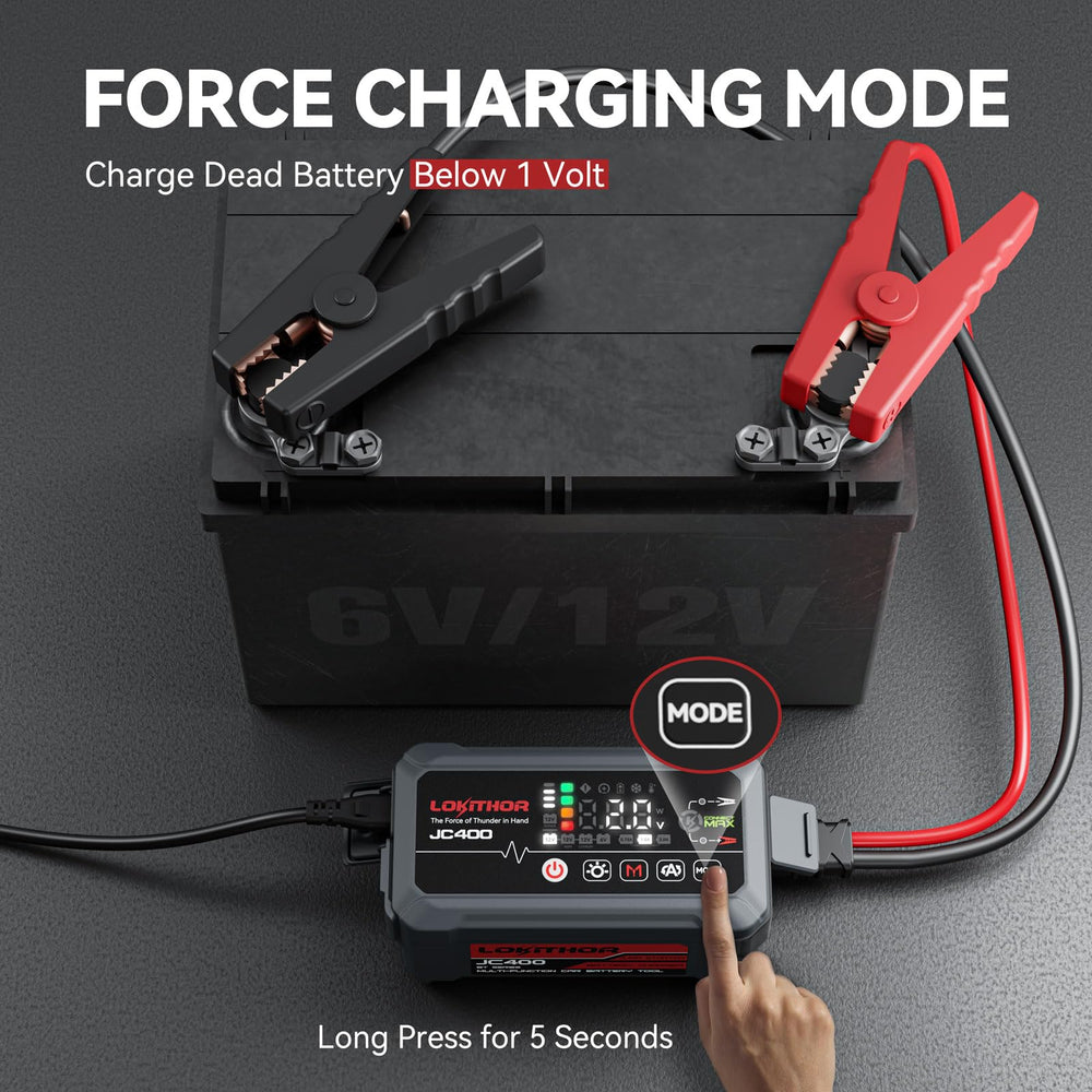 Lokithor JC400 FORCE CHARGING revives weak or dead batteries