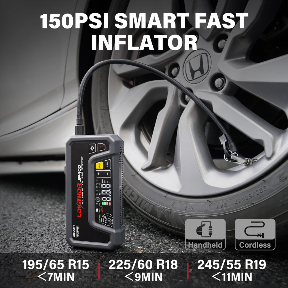 LOKITHOR JP400 smart digital display showing real-time voltage and mode selection
