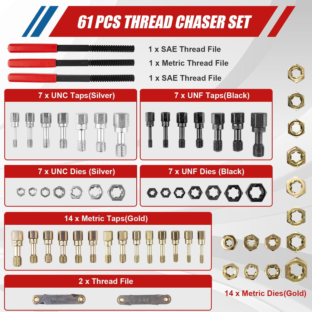 Loksun thread chaser taps ready for quick, accurate rethreading tasks.