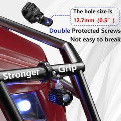 LOKTENWO anti-slip rubber ring inserts ensure secure grip on round rails.