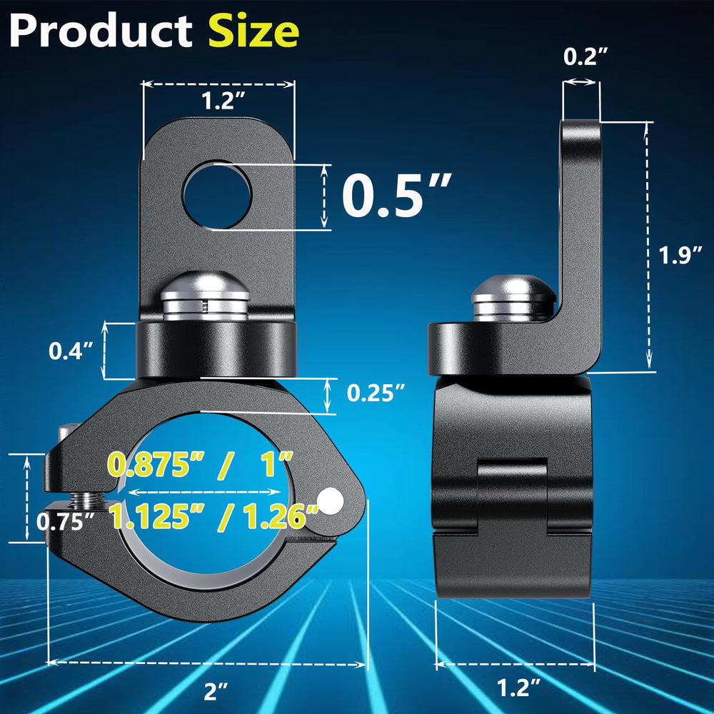 LOKTENWO heavy-duty mount fitting 0.875-1.26 in rails for reliable mounting.
