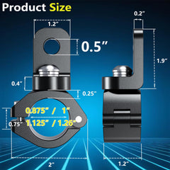 LOKTENWO heavy-duty mount fitting 0.875-1.26 in rails for reliable mounting.