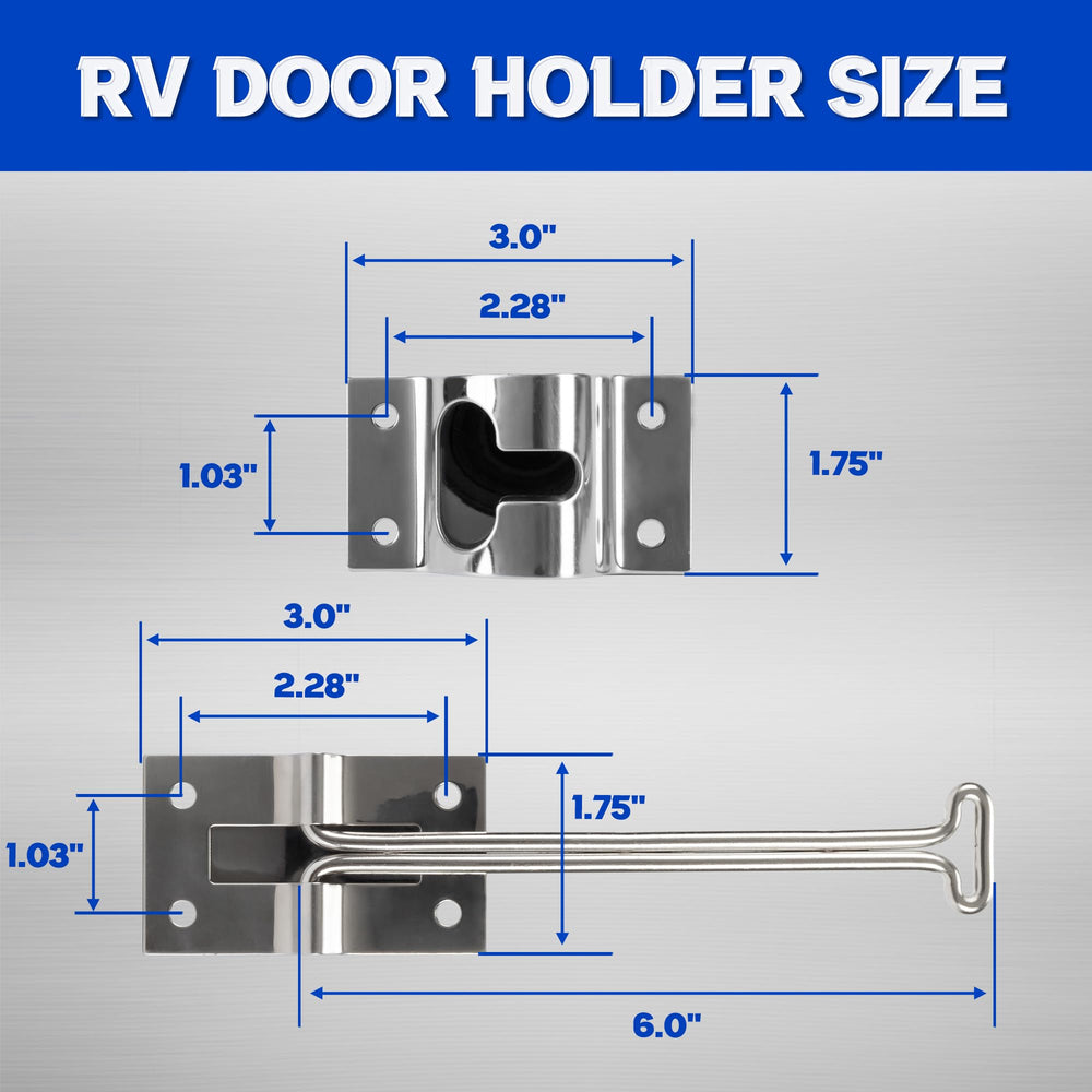 Lonffery trailer latch shown on a camper door for convenient use.