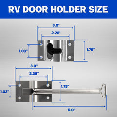 Lonffery trailer latch shown on a camper door for convenient use.