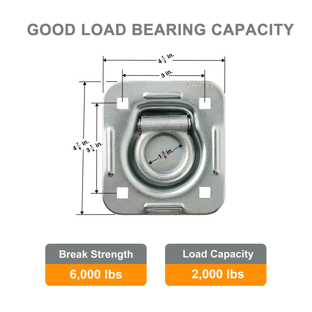 Lonffery trailer D-ring secure cargo point to prevent shifting.