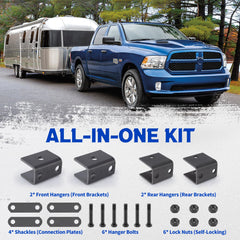 Lonffery trailer leaf spring hanger rear view demonstrates secure fit for load stability
