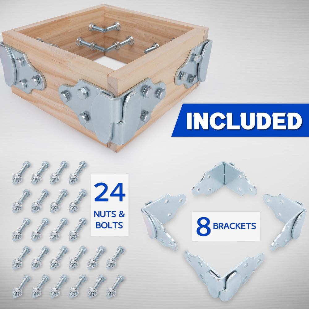 Lonffery wood-panel connection bracket secures right-angle joints.