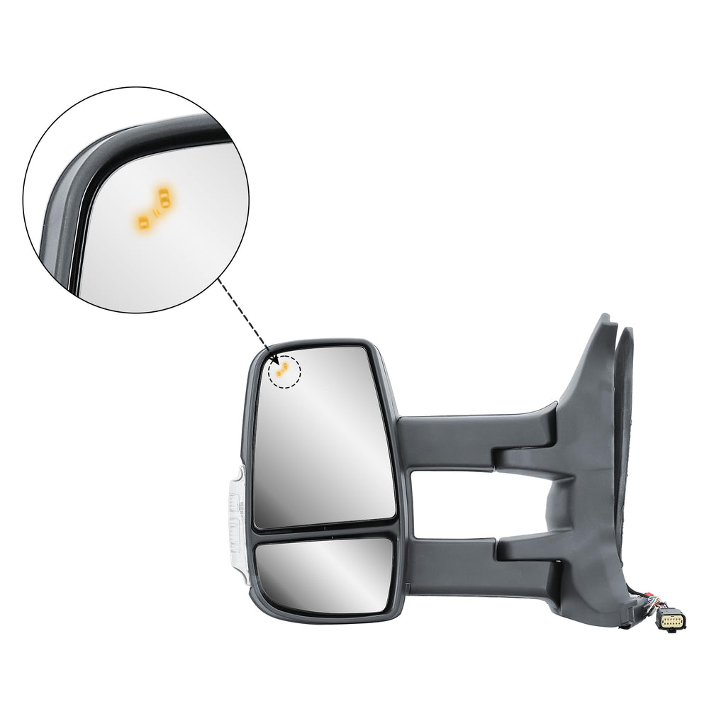 LONGLING Transit mirror with BLIS and signal light aids blind-spot awareness.