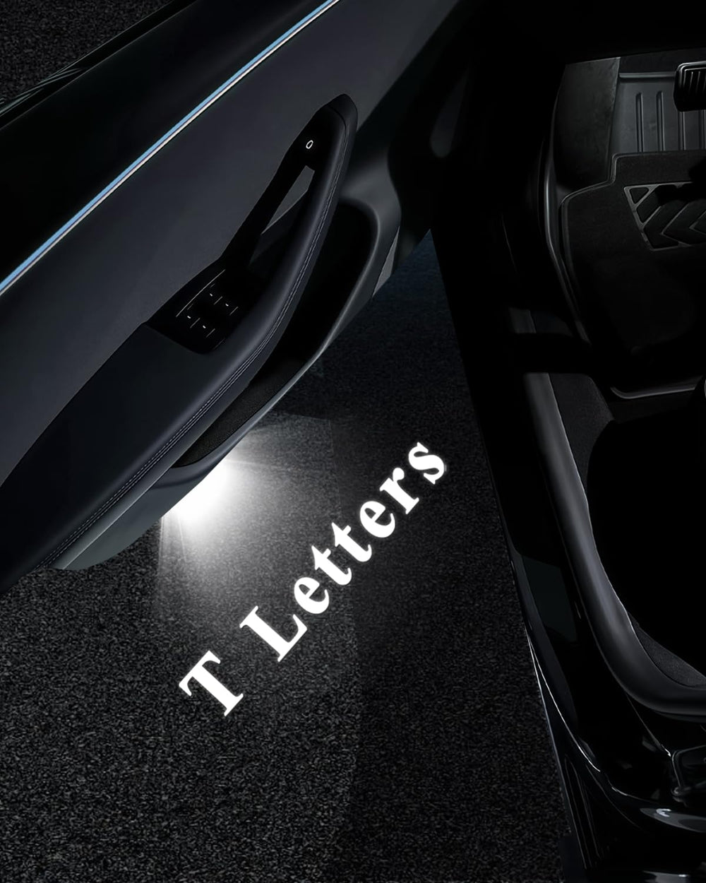 Loweeey 4K car door light projector front-right with vivid 3D logo glow.