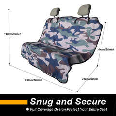 LoyaGour camouflage back seat cover remains secure with non-slip backing.