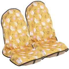 LoyaGour front seat cover in chamomile yellow protects against sweat and moisture.