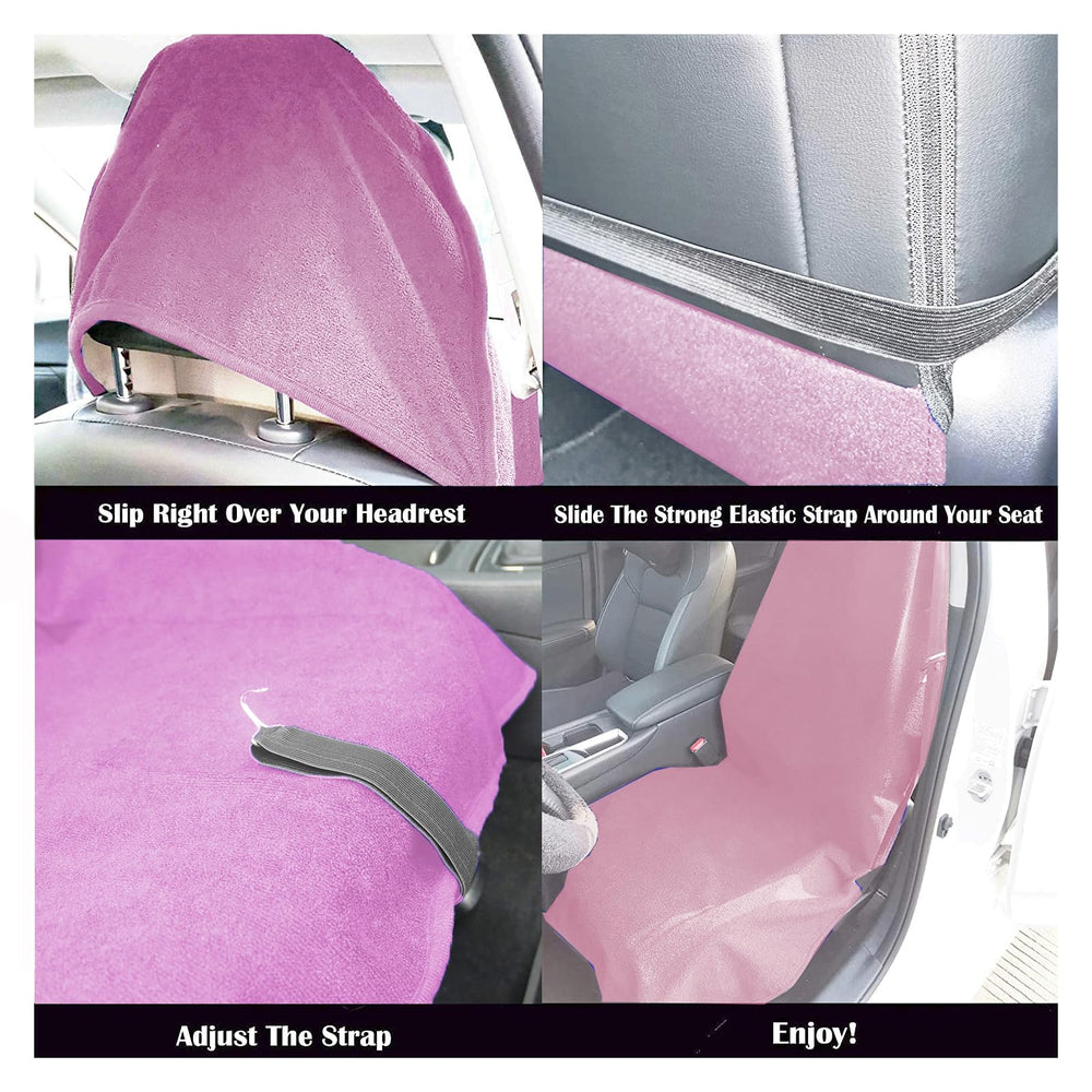 LoyaGour pink seat protector offers full-seat coverage for most vehicles