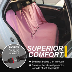 LoyaGour rear-seat protector pink non-slip backing keeps the cover in place.