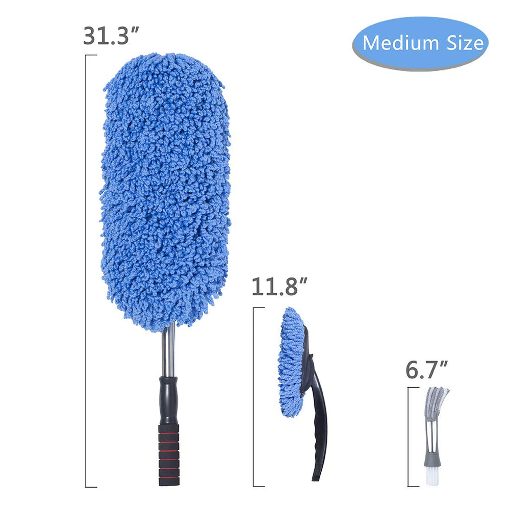 Loyakuu microfiber car duster extendable handle reaches hard to reach areas