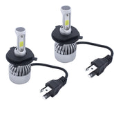 LPFIDI 2-pack H4 headlight bulbs 6000K front view showing bright, daylight-like beam