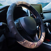 LPI Truck Mossy Oak steering wheel cover camouflage pattern with premium grip on wheel.
