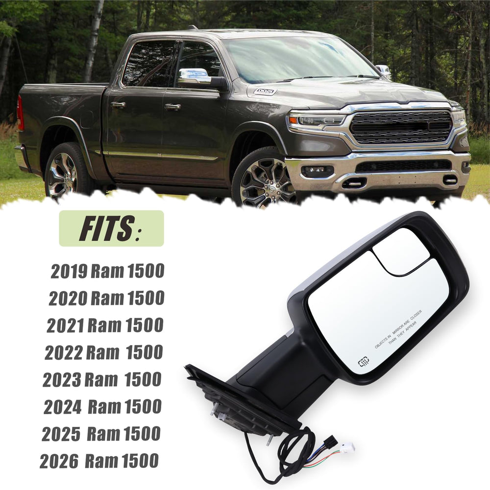 Lqito OEM replacement mirror matches Ram 1500 part #68276500AH