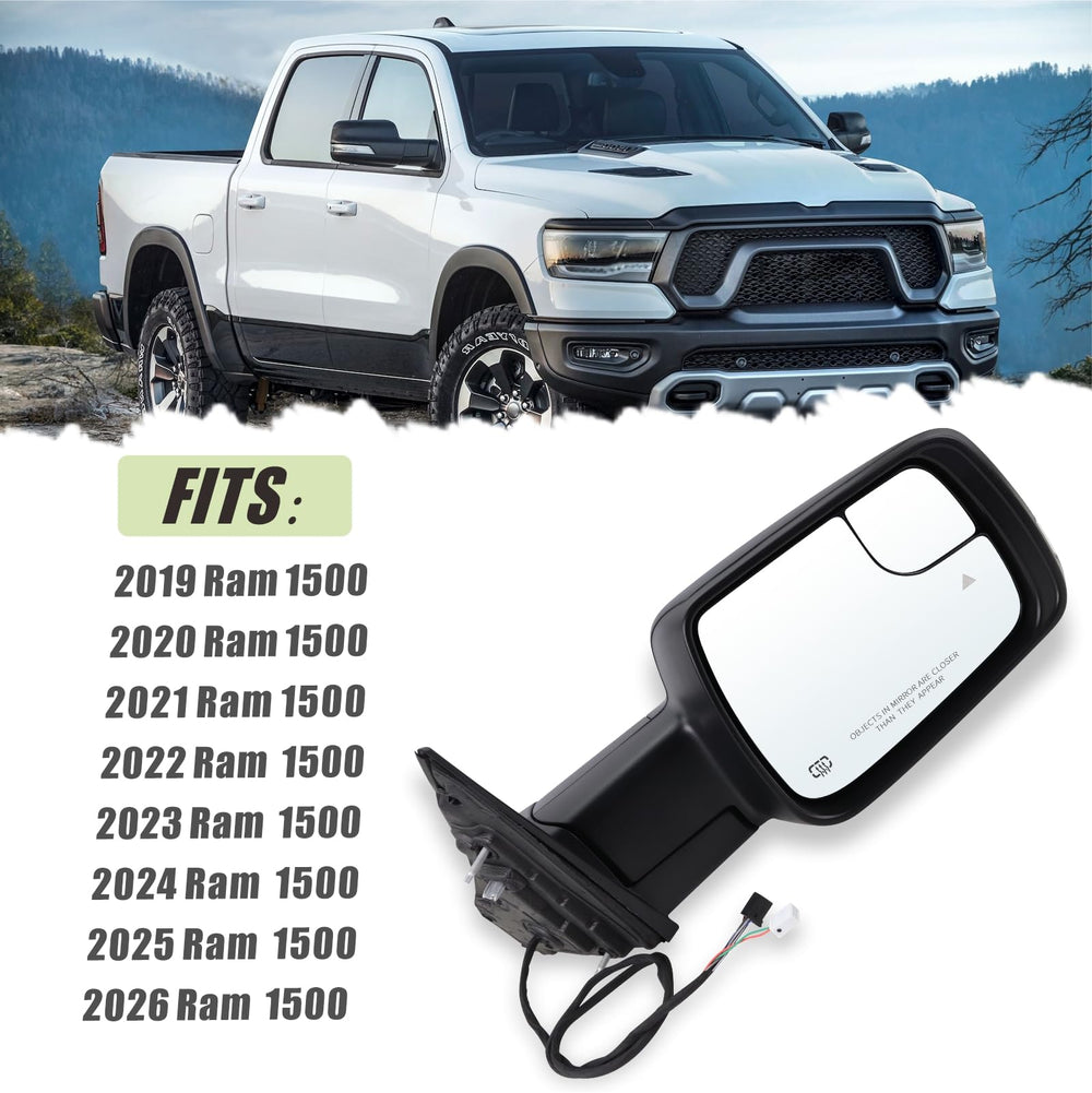 Lqito puddle light mirror for Ram 1500 illuminates entry area at night
