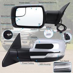 Lqito Ram 1500 left mirror showing power folding function for easy parking.