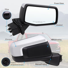 Lqito power glass feature on Silverado 1500 mirror eases inside adjustment.