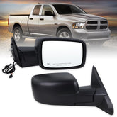 Lqito right mirror on Ram 1500 front-angle shows sturdy matte black housing for easy replacement.