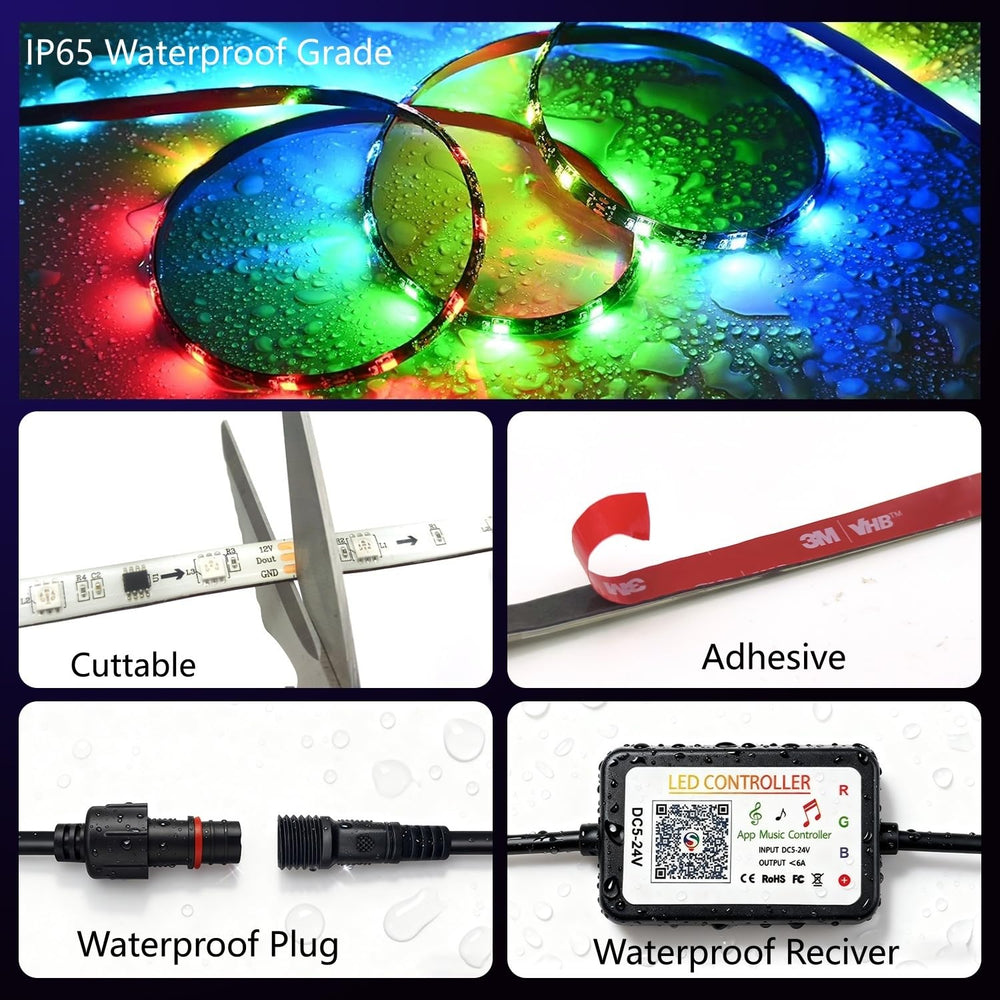 Lrimauix cuttable RV LED strip fits irregular spaces with easy DIY installation.