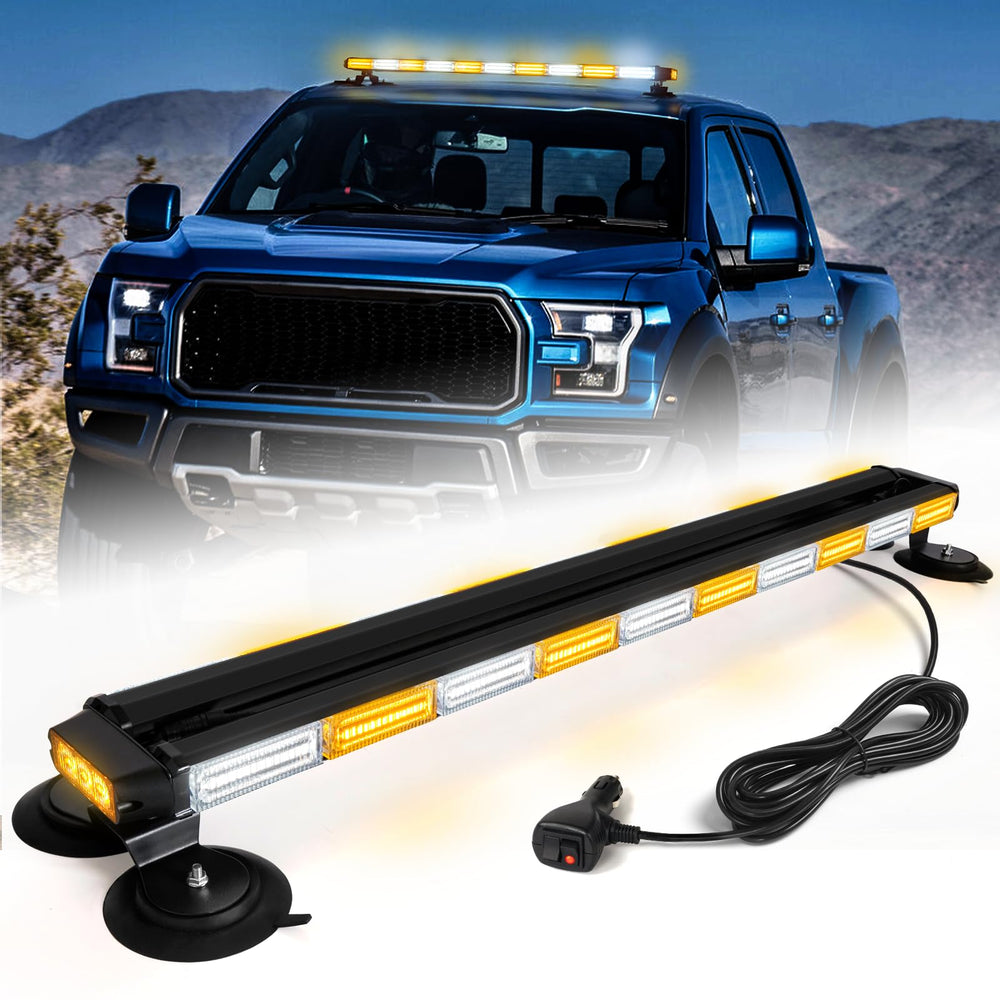LRTER 42-inch roof-top strobe light bar mounted on vehicle roof for high visibility.