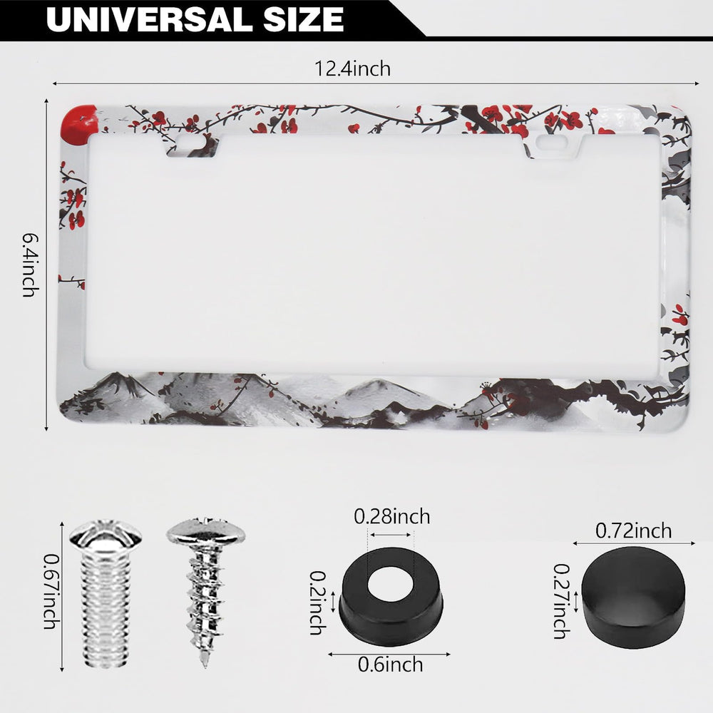 LRZJYDMB watercolor cherry blossom license frame, side view showing vivid print and durable finish.