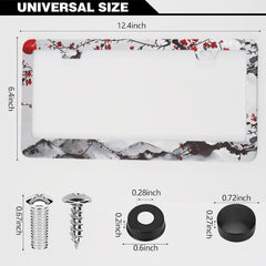 LRZJYDMB watercolor cherry blossom license frame, side view showing vivid print and durable finish.