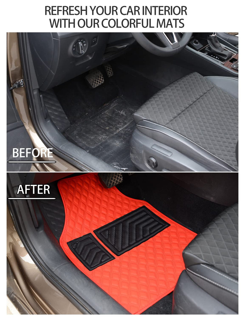 LSXUANCHU red floor mats heel pad close-up highlighting non-slip detail