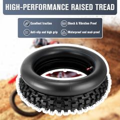 Lucky Seven tire mounted on a 12-inch rim for Honda CRF70 and similar mini bikes.