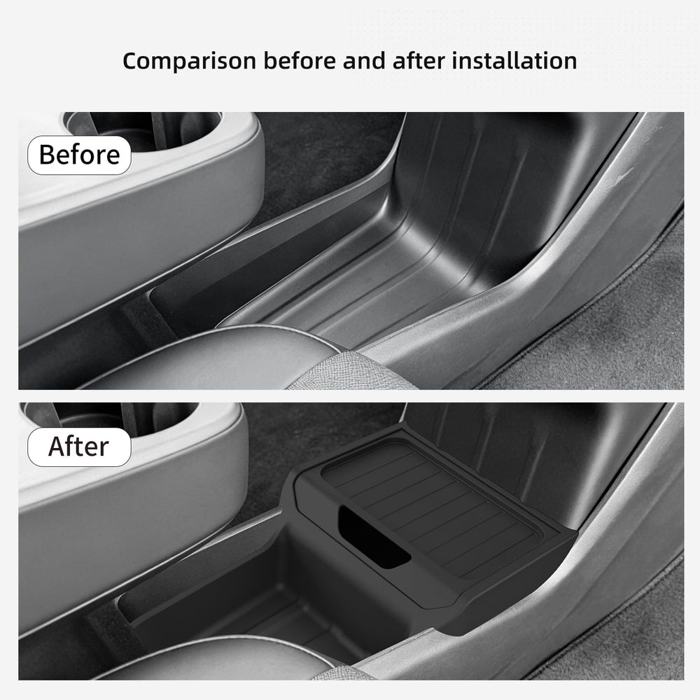 LUCKEASY lower storage area neatly organizes larger items and cables.