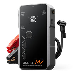 Luckfire M7 front view jump starter ready for roadside boosts.