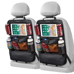 LUCMO car backseat organizer two-pack keeps kids' essentials organized on road trips