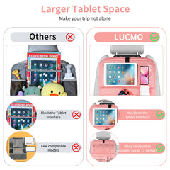 Seat protector and kick mats from LUCMO backseat organizer in pink