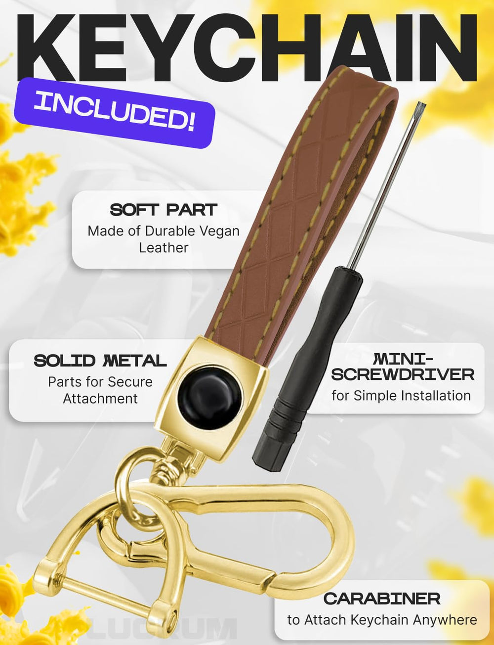 Lucrum carabiner and leather strap attachment for bags or belts