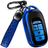 Lucrum Honda key fob cover in blue and black protects against scratches.