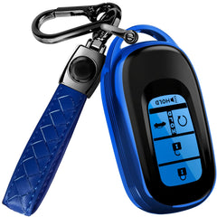 Lucrum Honda key fob cover in blue and black protects against scratches.