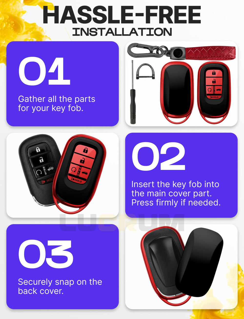 Lucrum Honda compatibility illustration shows exact fob shape and layout.