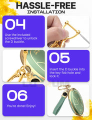 Compatibility guide image showing Lucrum fob shape and button layout