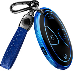 Lucrum Hyundai key fob cover in blue-black for durable protection