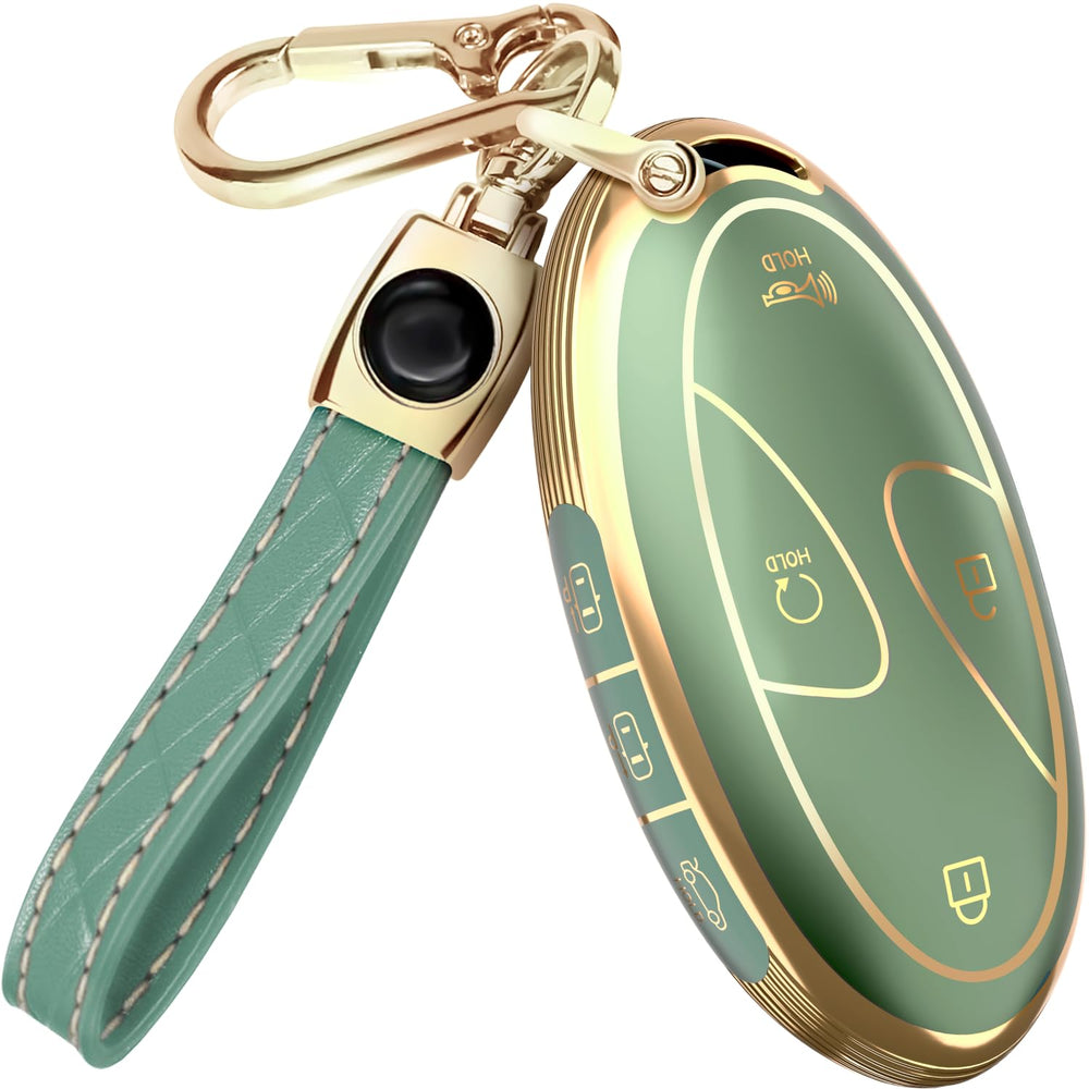 Lucrum Hyundai key fob cover in green and gold, stylish protection for the remote