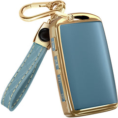 Lucrum Mazda CX-5 key fob cover in blue demonstrating TPU protection.