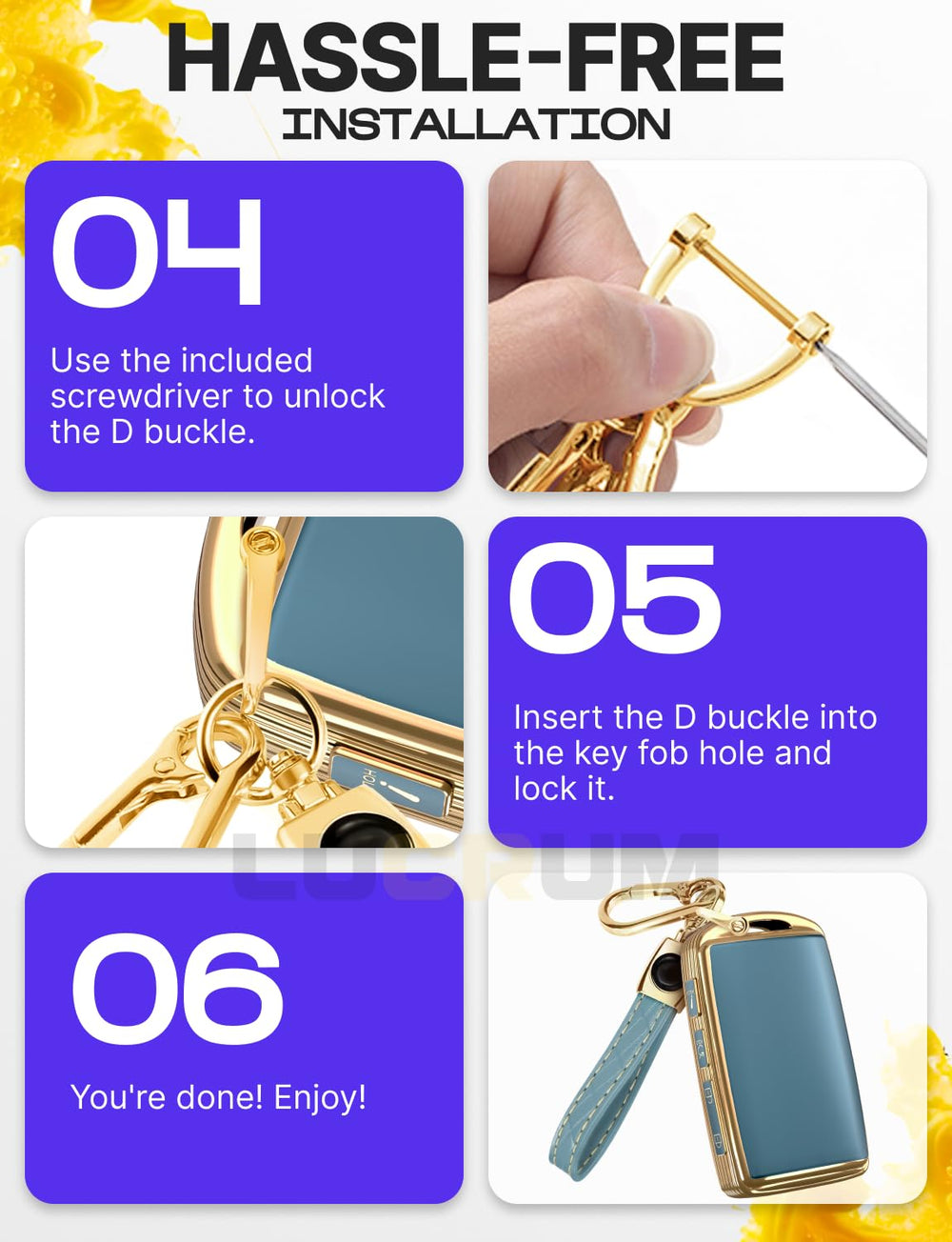 Lucrum fob cover on bag clip demonstrates convenient carry option.